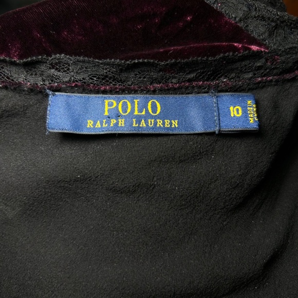 Vintage Polo Ralph Lauren Silk Maroon Purple Velvet Night Dress Slip Lace - Picture 7 of 8